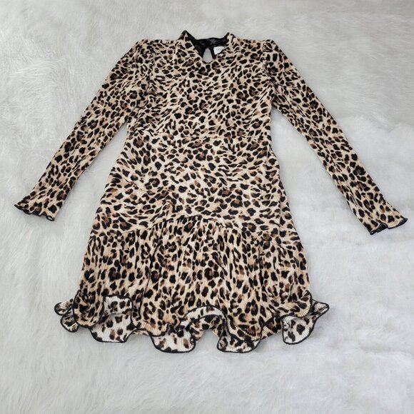 Saylor Emerson Leopard Animal Print Long Sleeve Ribbed Open Back Dress Medium - Picture 15 of 15